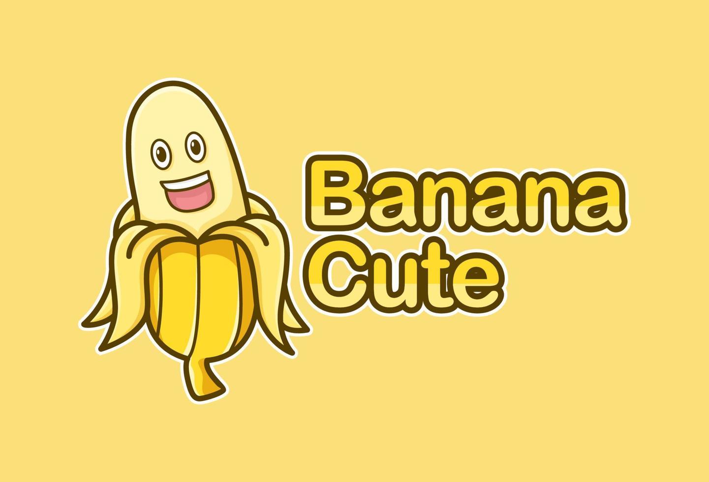 Banana Logo Vector Design. Mascot illustration design of cute banana