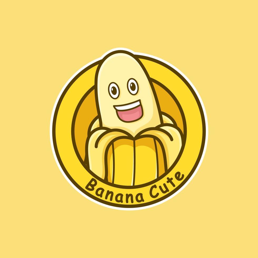 Banana Logo Vector Design. Mascot illustration design of cute banana