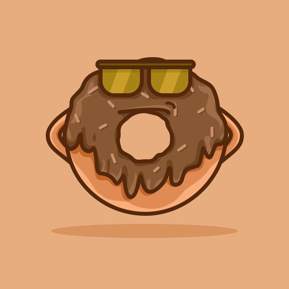 Digital illustration of cute donut vector graphics. Chocolate donut character, mascot, illustration, sticker
