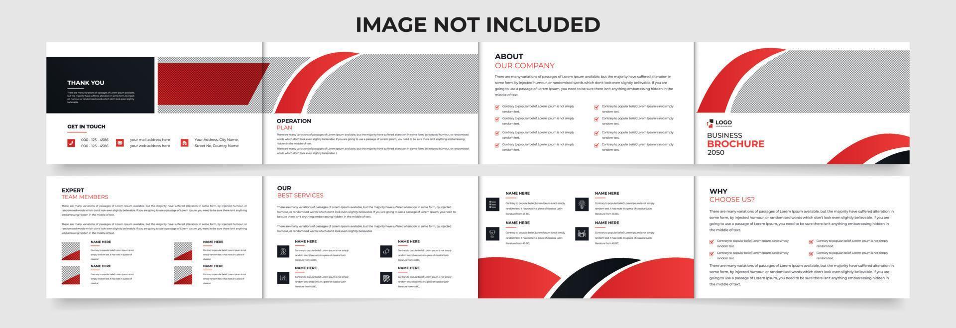 Four Fold landscape Business brochure design with creative shape brochure template vector