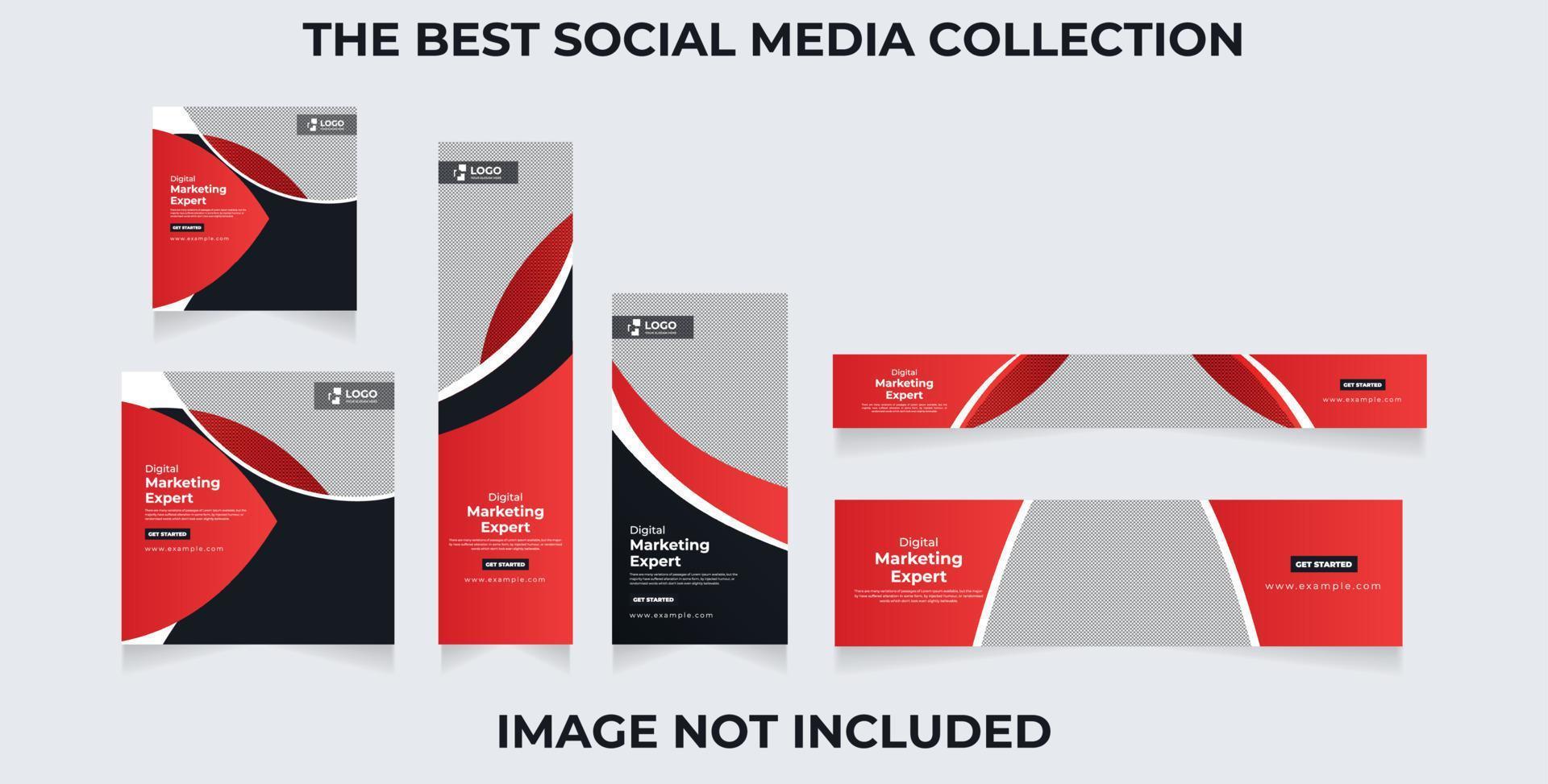 social media template design set layout or set of advertising banners of different sizes vector