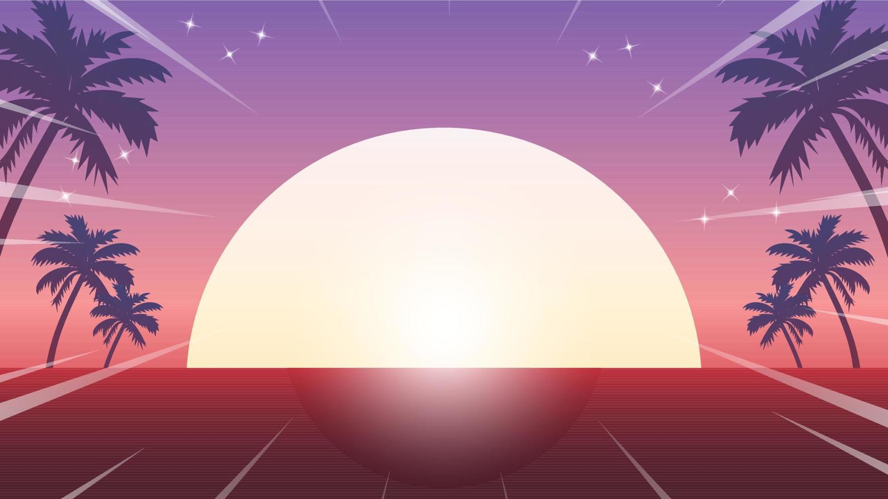 sunset beach vector illustration background