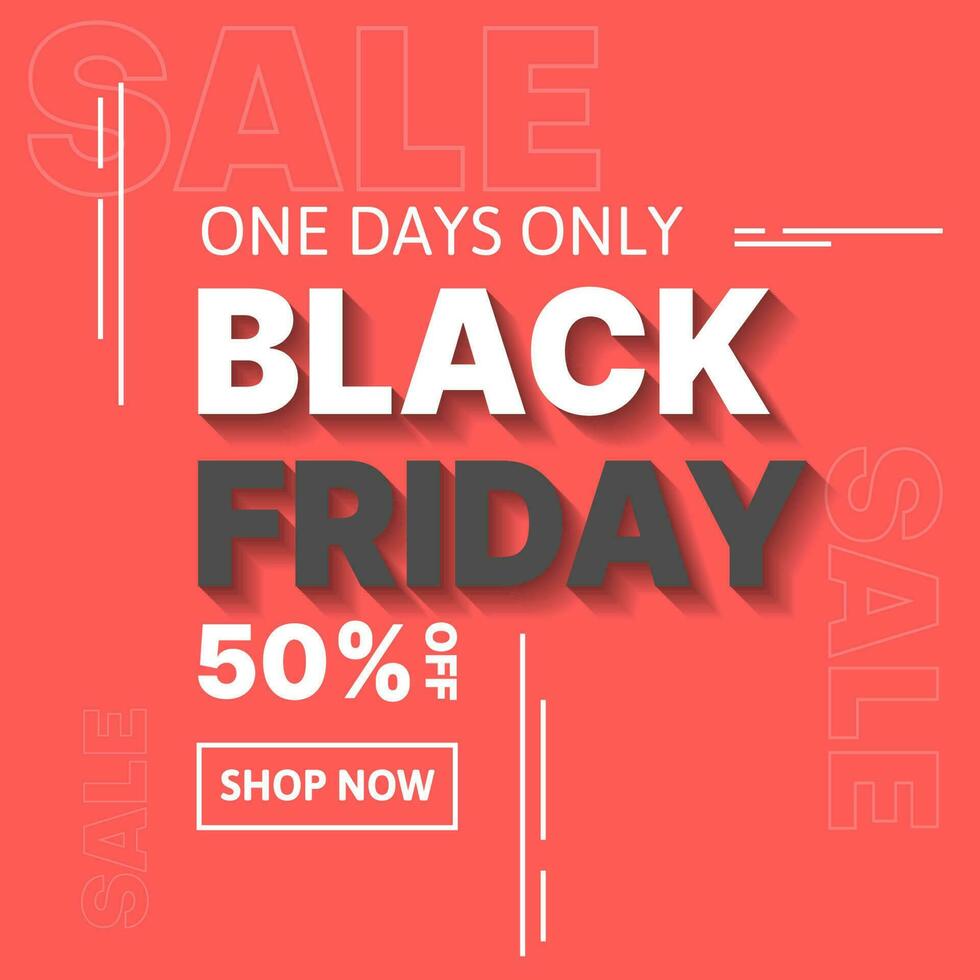 simple black friday banner design in red, white and black color vector