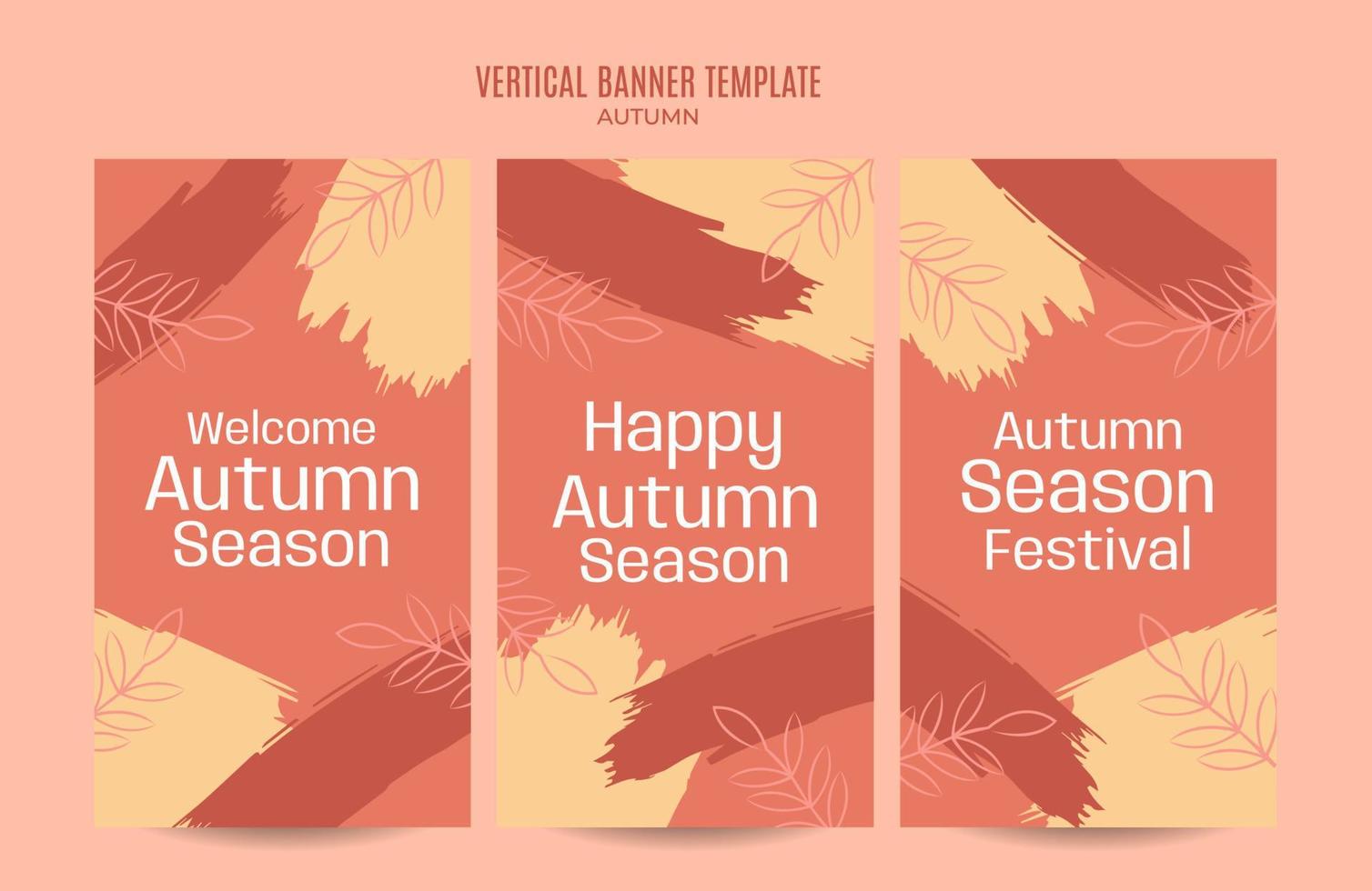 Set of abstract autumn backgrounds for social media stories or web banner. Use for event invitation, discount voucher, advertising. vector