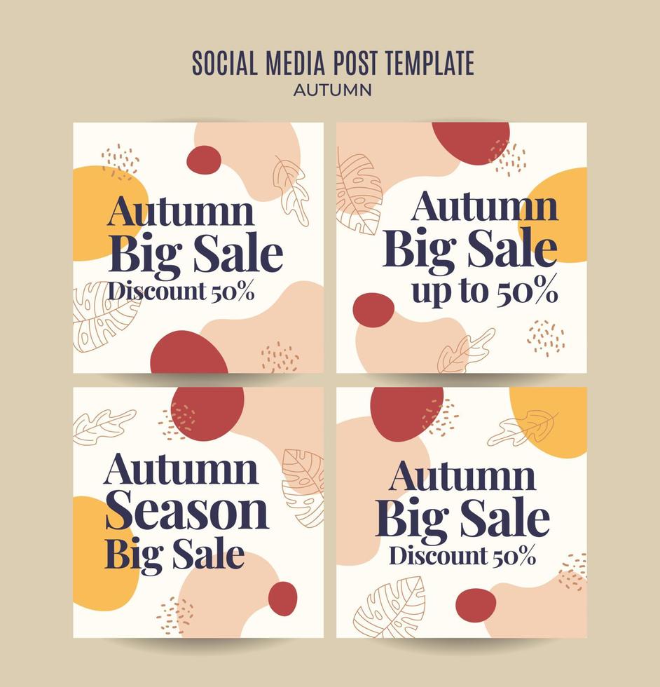 Set of abstract autumn backgrounds for social media stories or web banner. Use for event invitation, discount voucher, advertising. vector