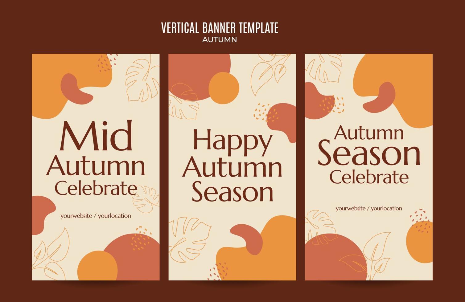 conjunto de fondos abstractos de otoño para historias de medios sociales o banner web. uso para invitación a eventos, vales de descuento, publicidad. vector