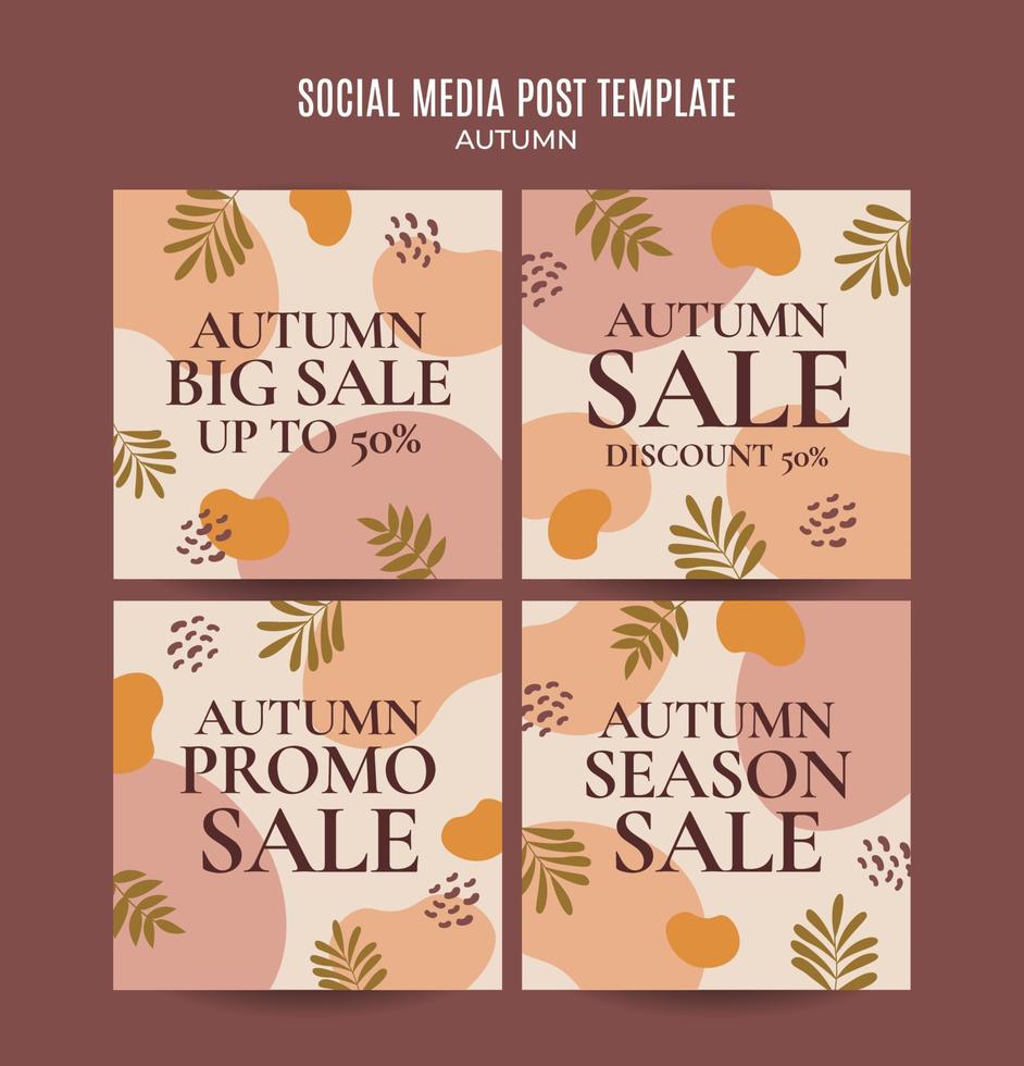 conjunto de fondos abstractos de otoño para historias de medios sociales o banner web. uso para invitación a eventos, vales de descuento, publicidad. vector