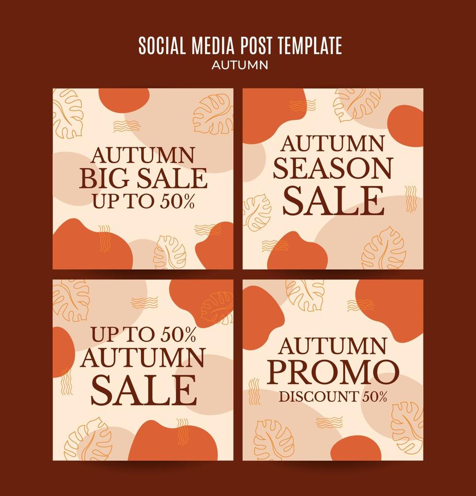 Set of abstract autumn backgrounds for social media stories or web banner. Use for event invitation, discount voucher, advertising. vector