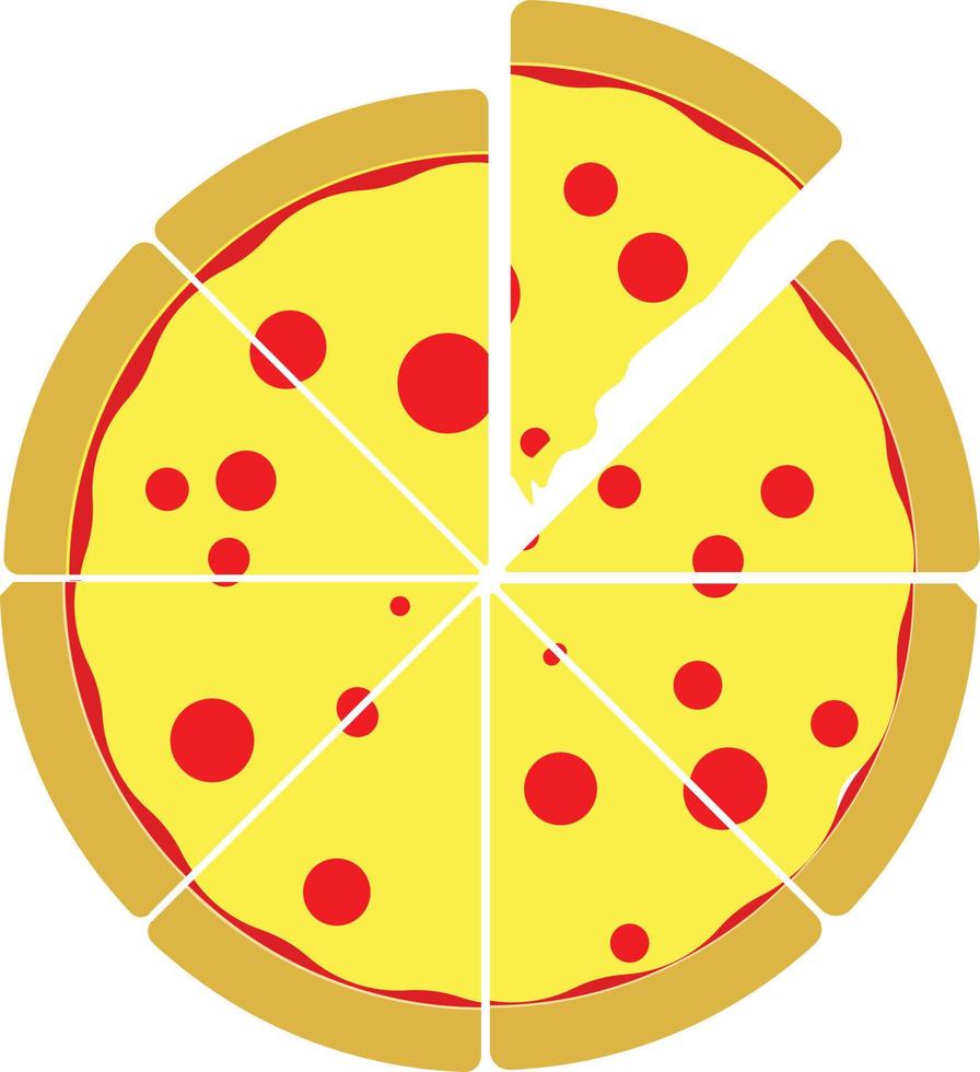 Illustration of six slices pizza vector