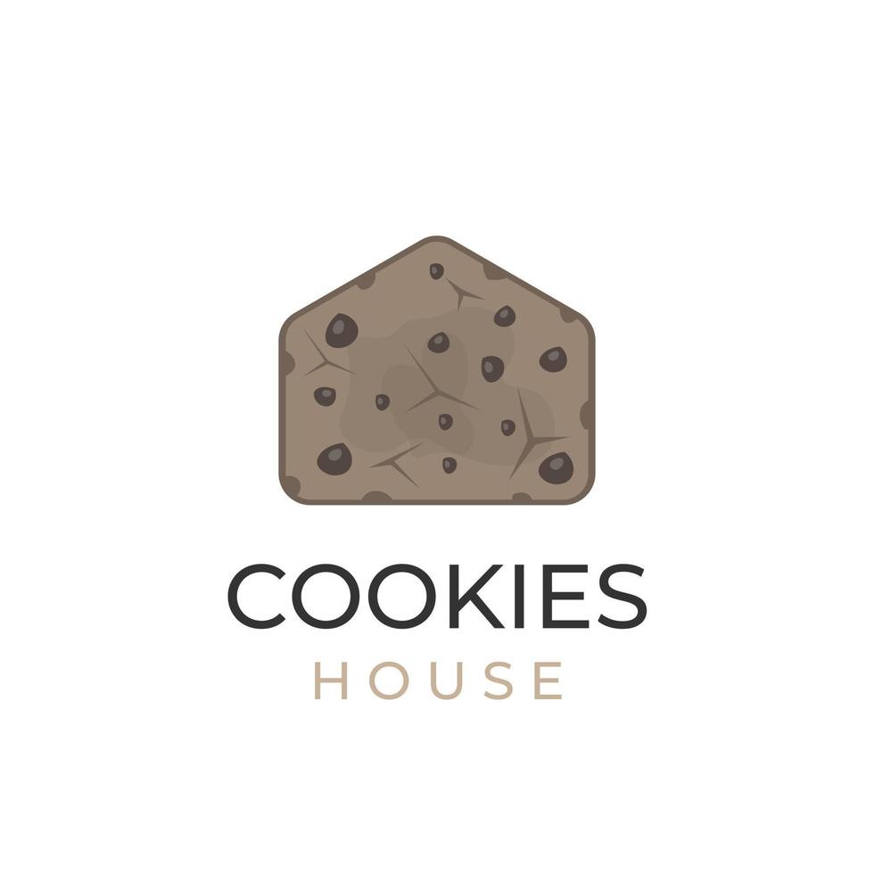 logo de ilustración de vector de casa de galletas con chispas de chocolate