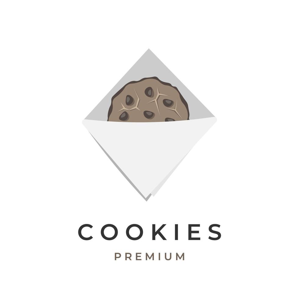 Delicious big chocolate chip cookies vector illustration logo