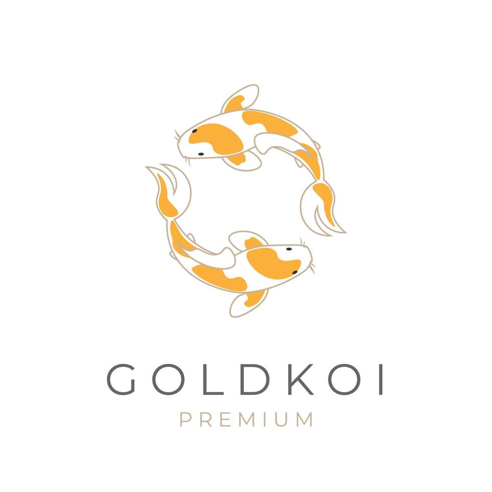 Simple vector illustration logo of twin gold koi fish