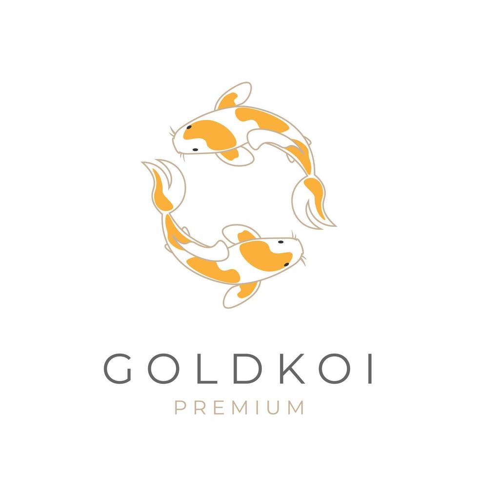 logotipo de ilustración vectorial simple de peces koi dorados gemelos vector