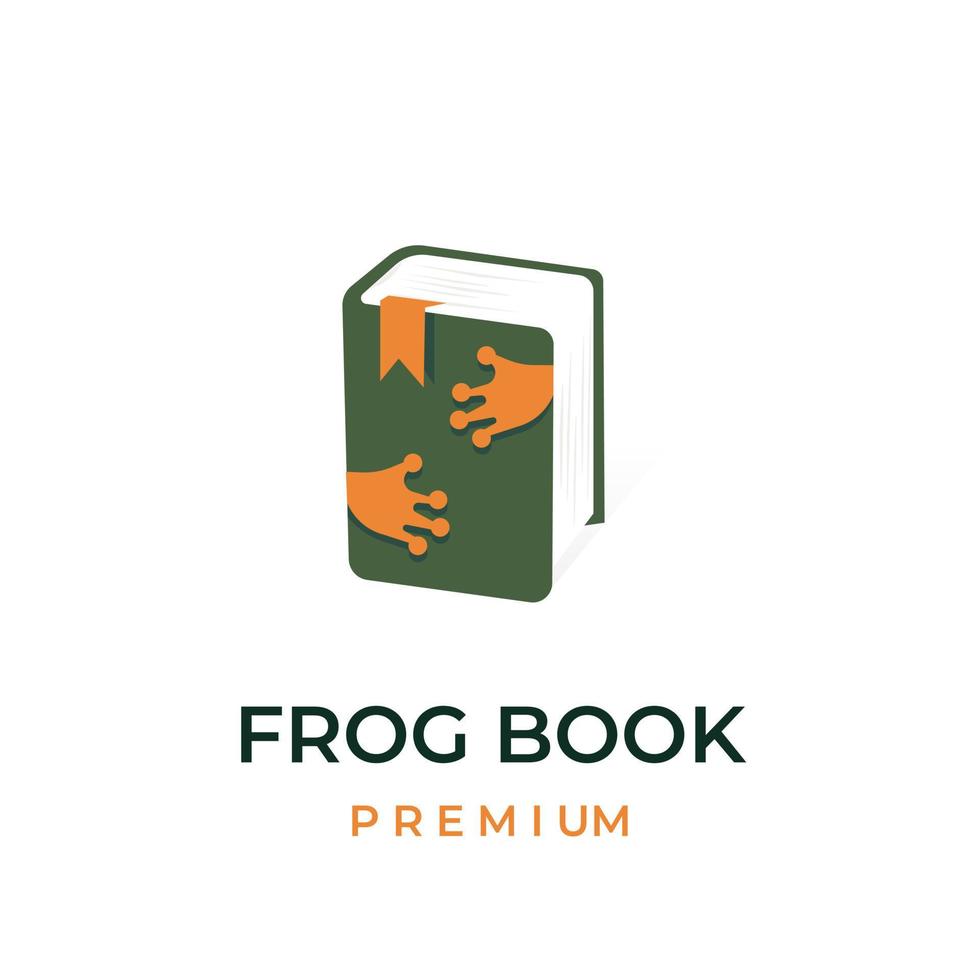 Green frog book unique vector illustration logo