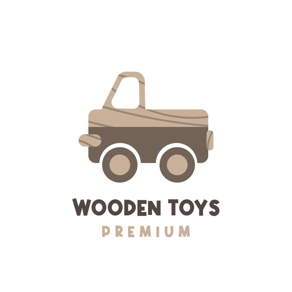 logotipo de ilustración de vector de vehículo de juguete de madera