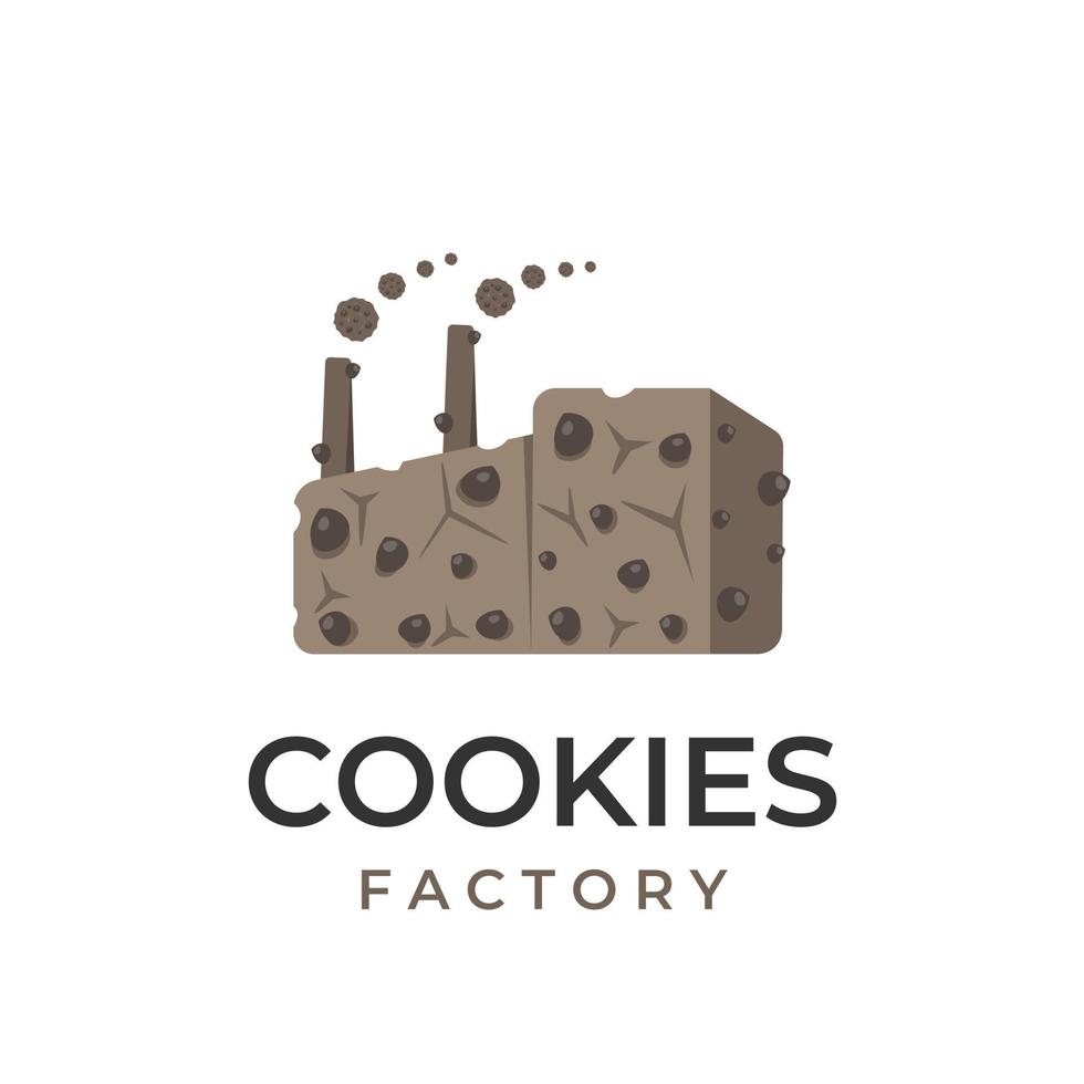 Chocolate chip cookies factory vector illustration logo