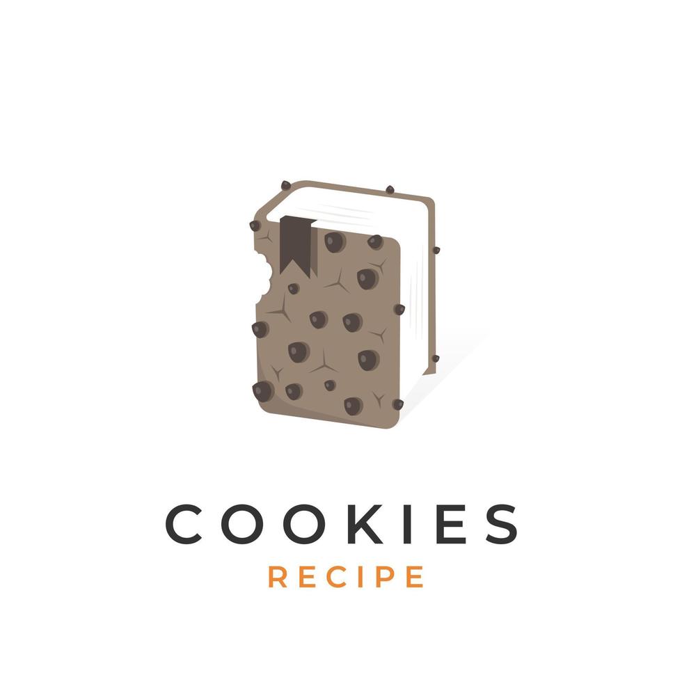 Chocolate chip cookie recipe book vector illustration logo