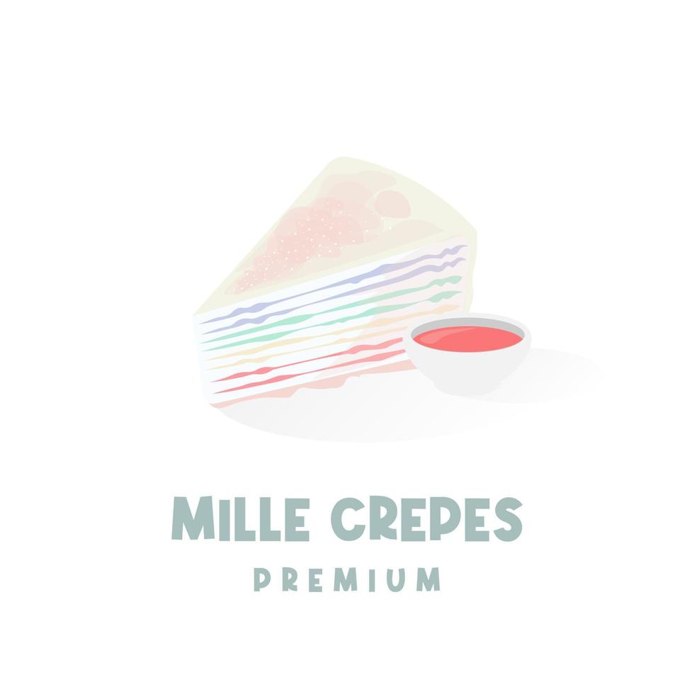 Rainbow mille crepes vector illustration logo in pretty pastel colors
