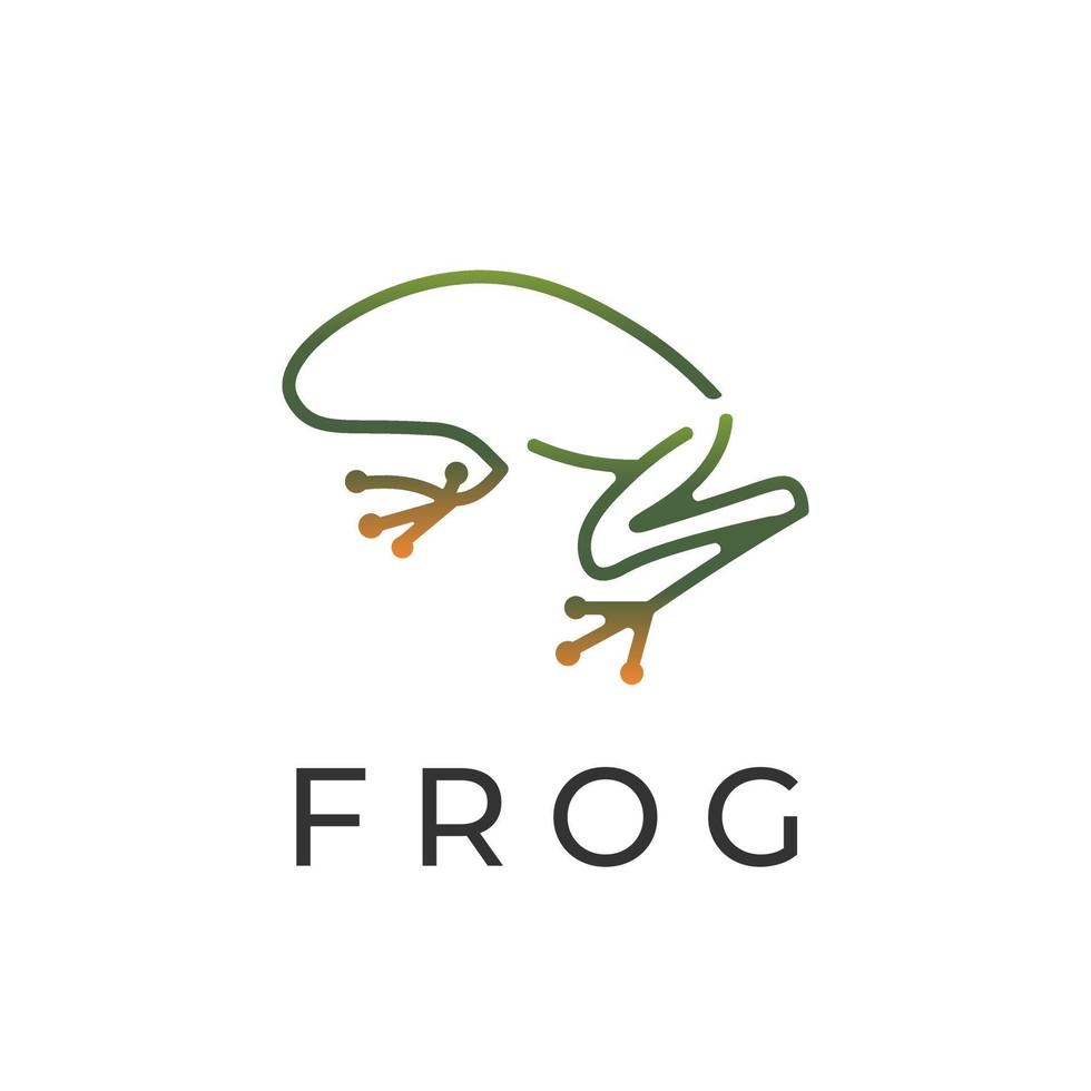 Simple line art frog vector illustration logo