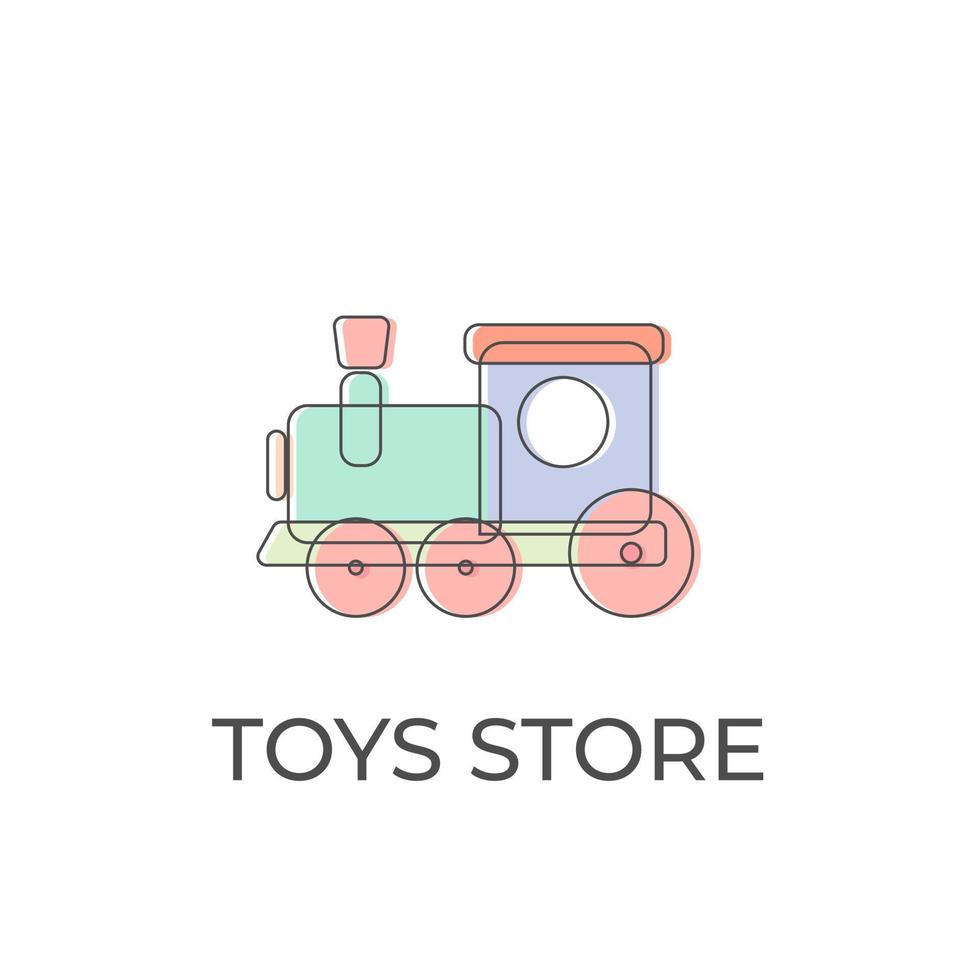 Wooden toy train vector illustration logo