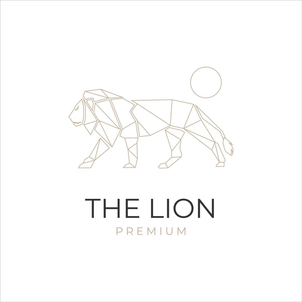 Elegant line art geometric lion vector illustration logo