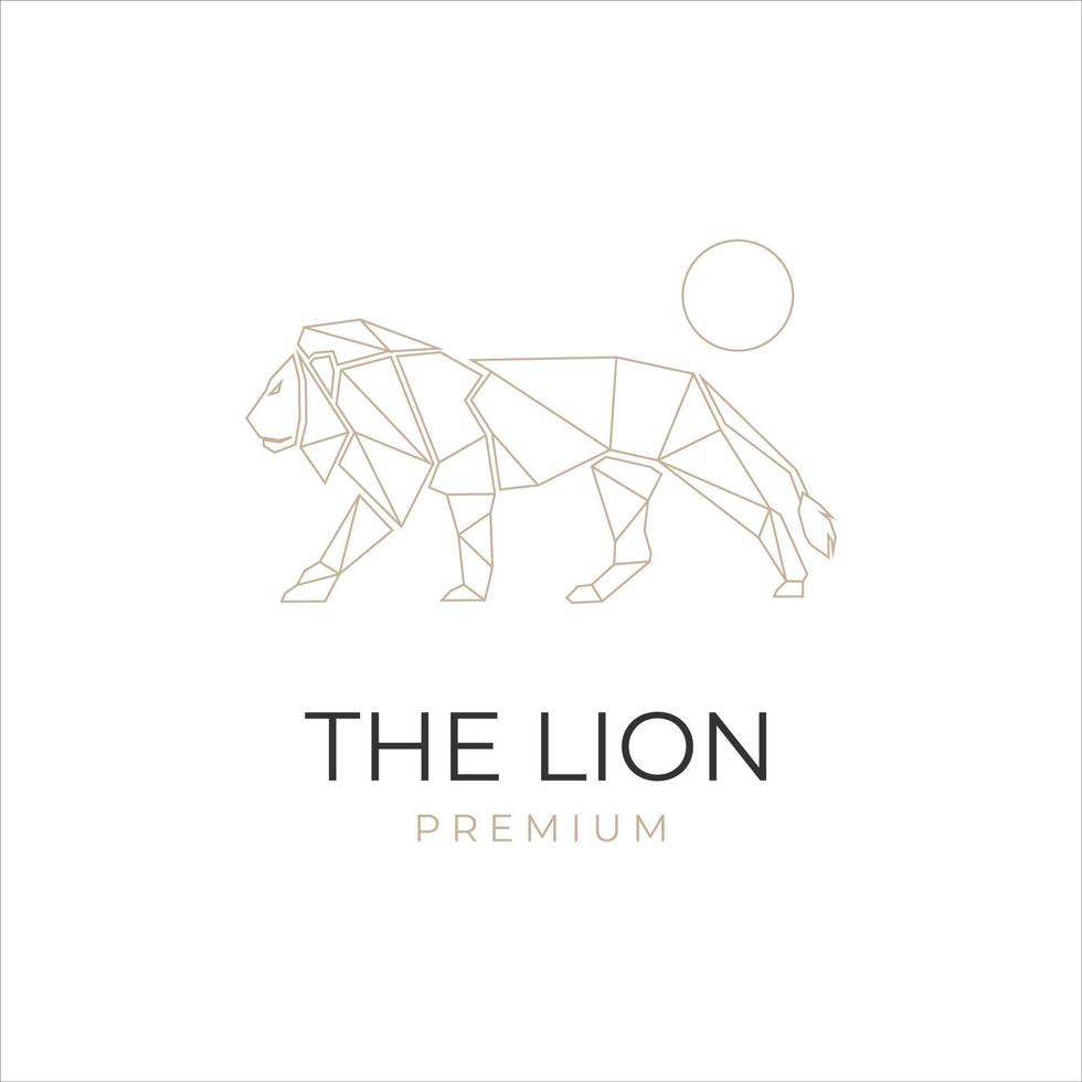 Elegant line art geometric lion vector illustration logo