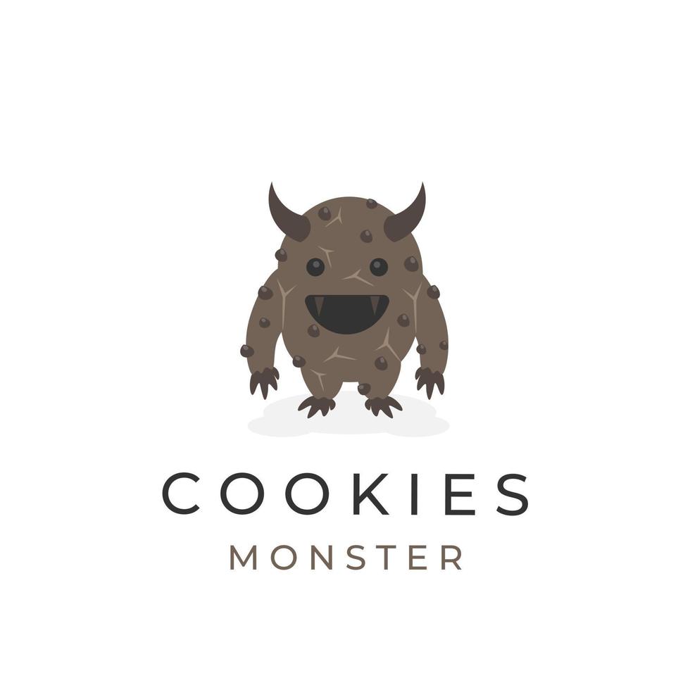 logotipo de ilustración de vector de monstruo de galletas con chispas de chocolate