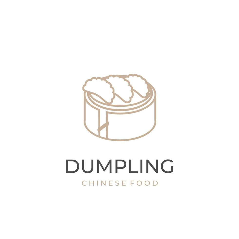 logotipo ilustración vector línea arte elegante bola de masa hervida dim sum jiaozi