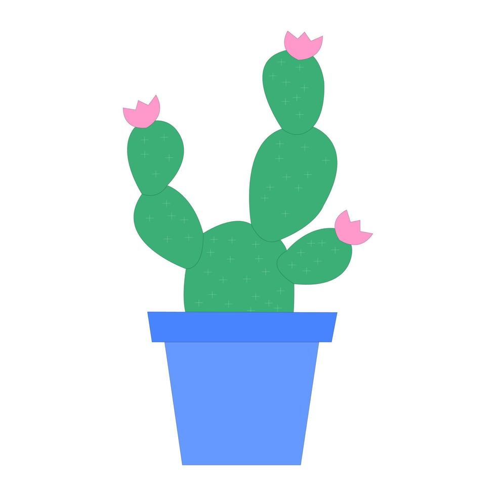 Ilustración de vector de planta decorativa de cactus en maceta