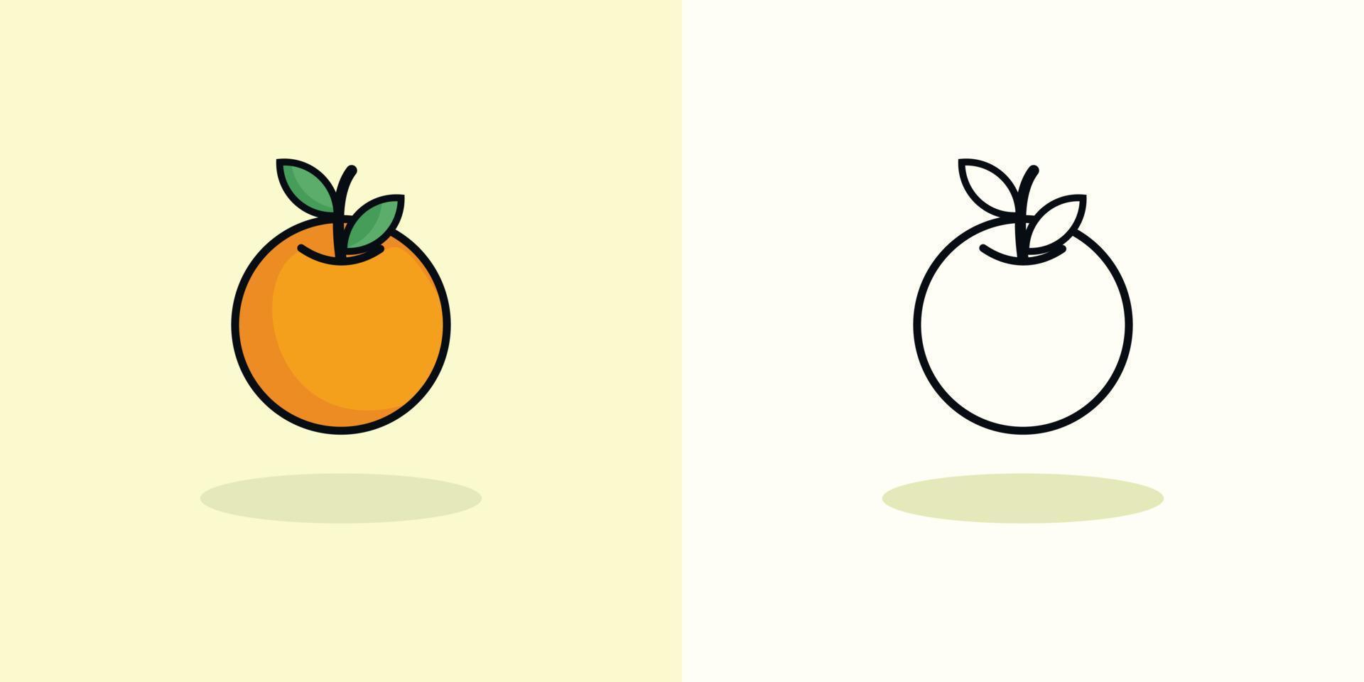 fruta vectorial ilustración de página para colorear de dibujos animados naranja vector