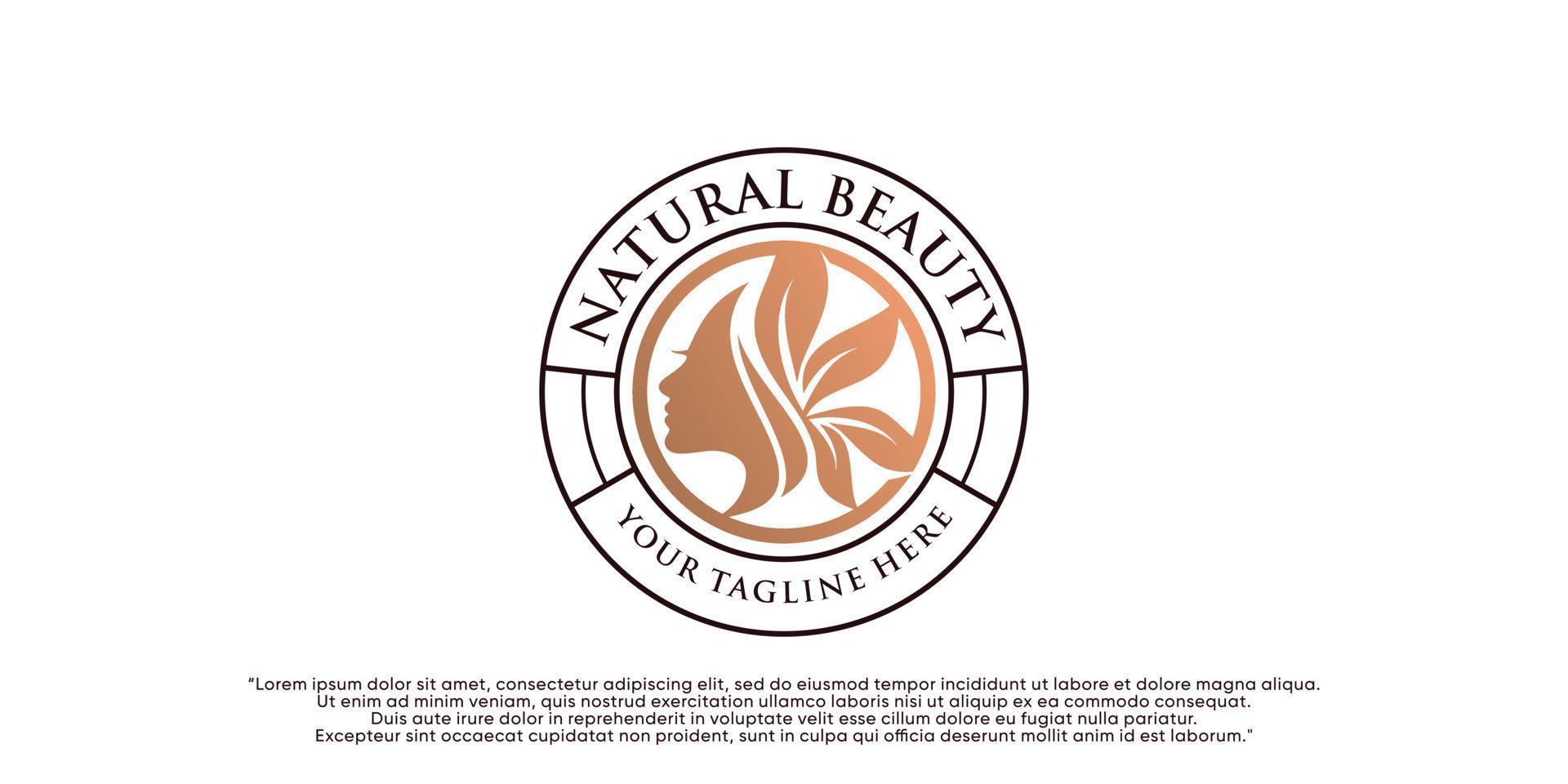 Natural beauty logo design for woman with emblem concept Premium Vector