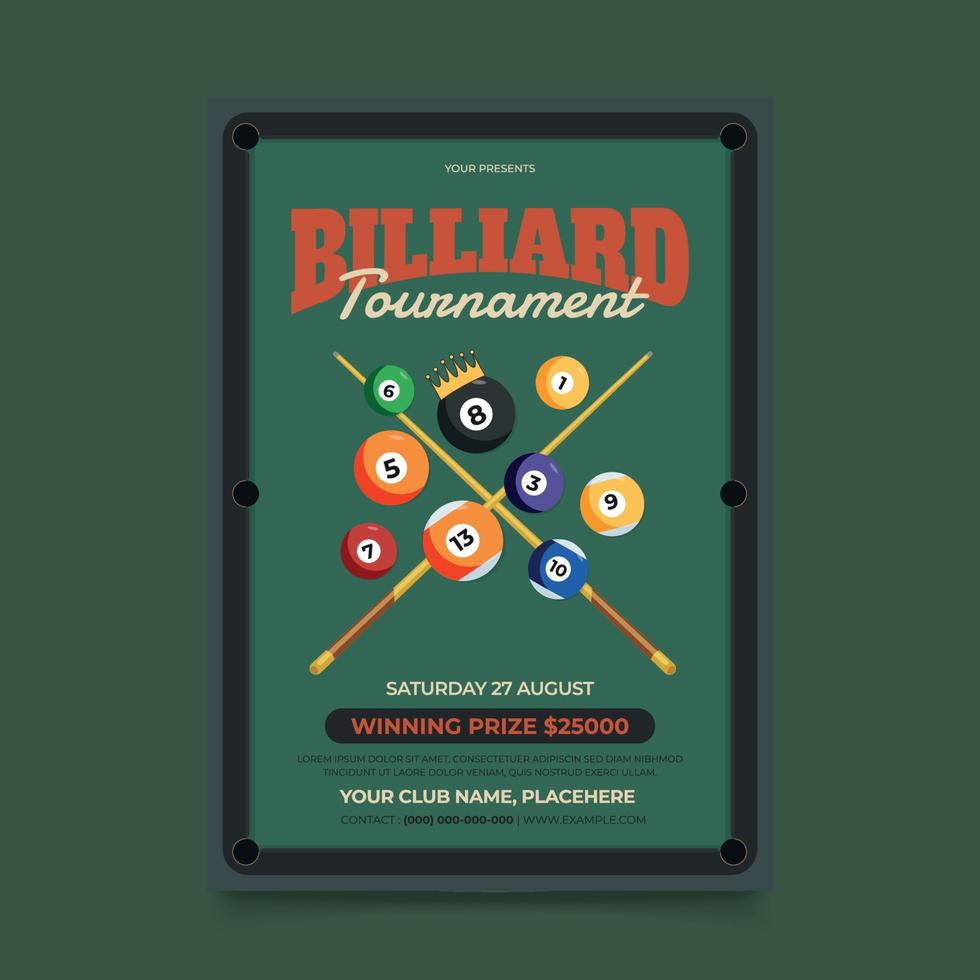 Billiard Tournament Flyer Template vector