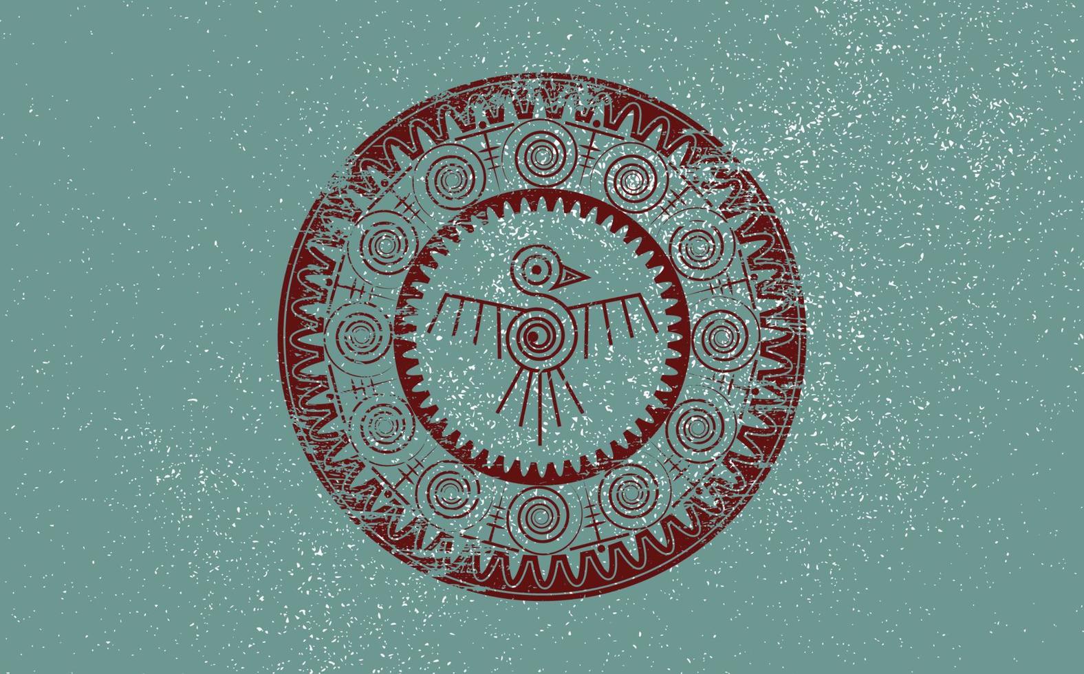Aztec Bird round frame sign isolated ancient religion symbol. Vector Maya fantastic animal retro icon. American culture totem, tribal ethnic mascot. Mexico history pattern, indian or peruvian bird