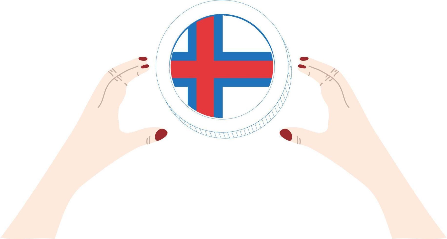 Faroe Islands hand drawn flag, Faroese krona hand drawn vector