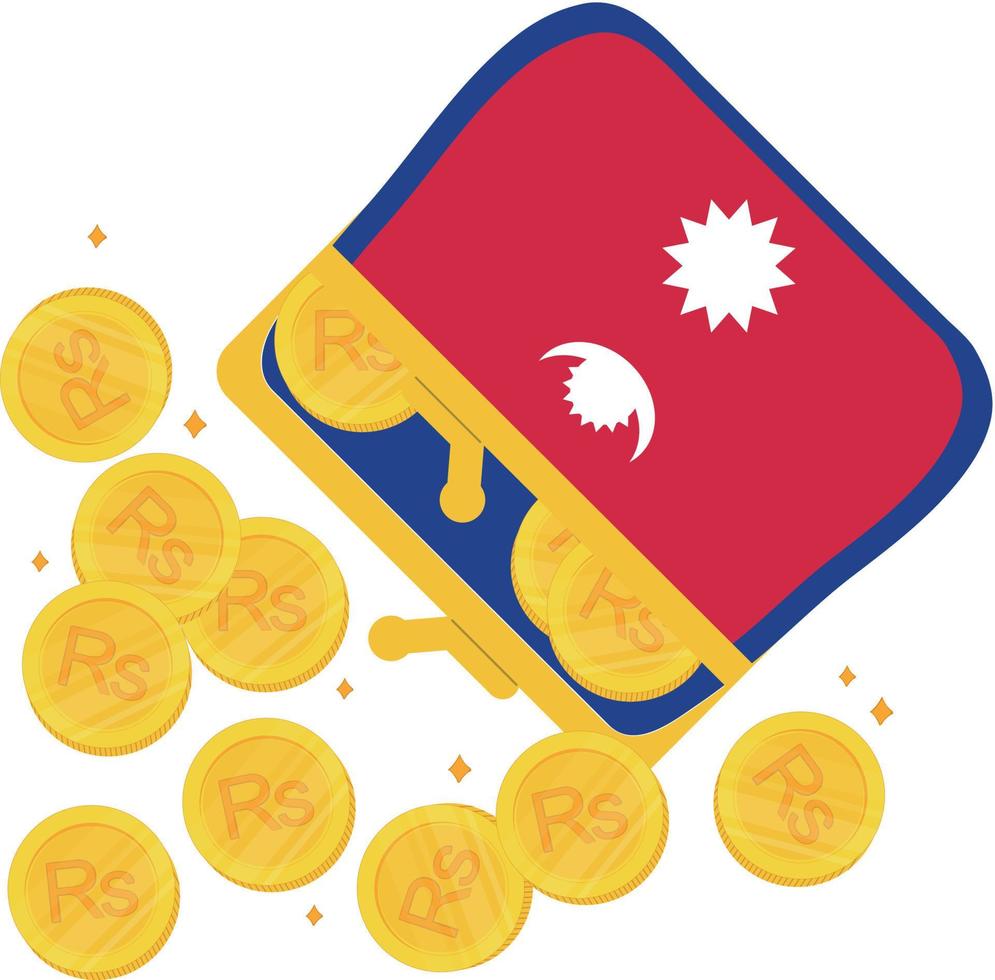 Nepal  hand drawn flag Nepalese rupee hand drawn vector