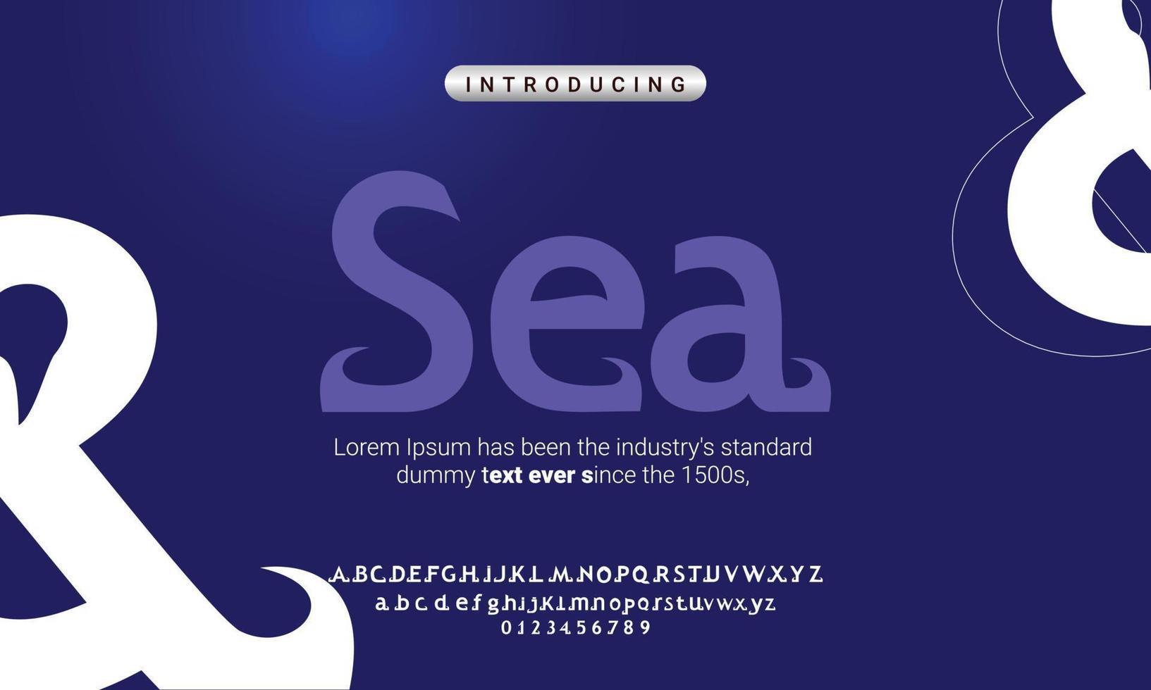 sharp corners of the font and wavy like ocean waves. vector font introduction