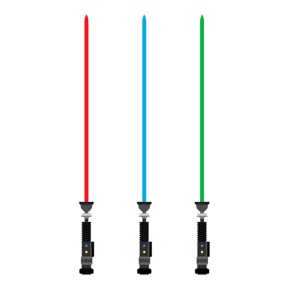 Light saber set red, blue, green sword vector
