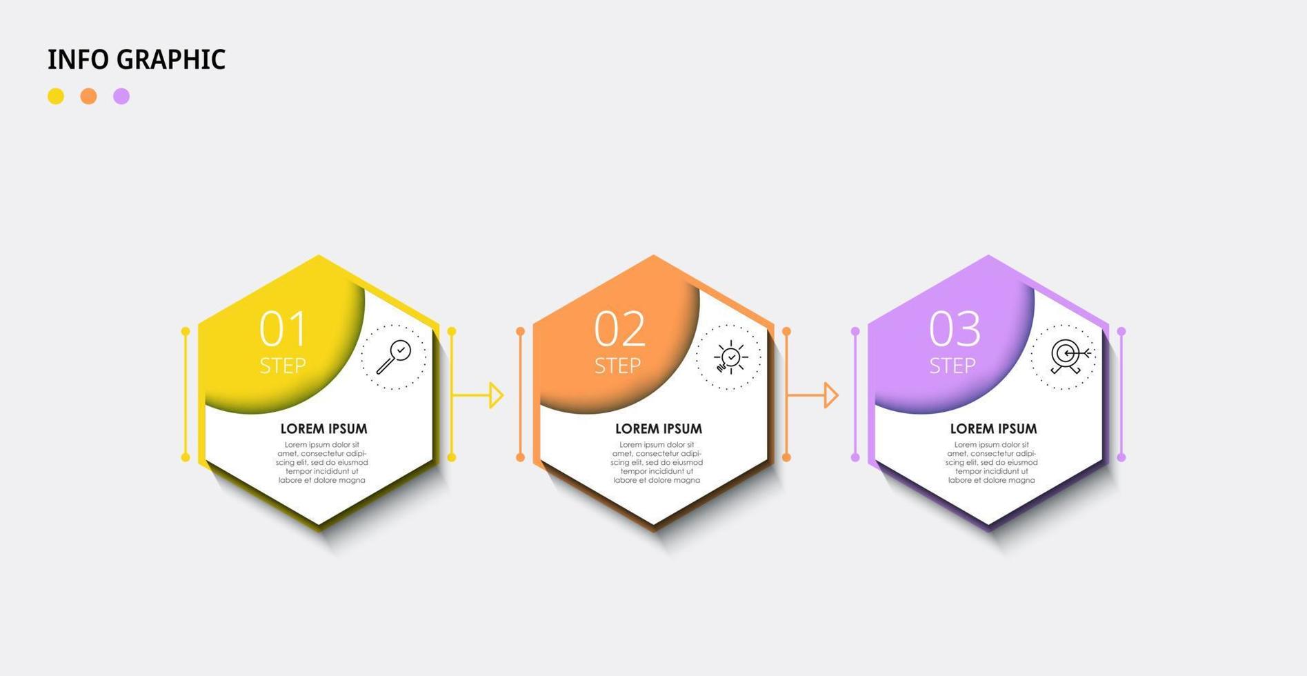 plantilla de negocio de diseño infográfico vectorial con iconos y 3 opciones o pasos. se puede utilizar para diagramas de proceso, presentaciones, diseño de flujo de trabajo, pancarta, diagrama de flujo, gráfico de información vector