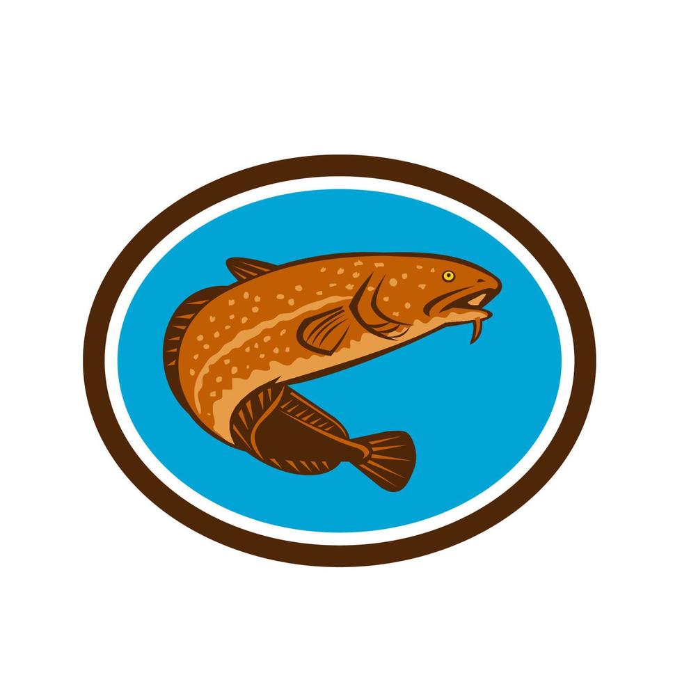 Burbot Fish Oval Retro vector