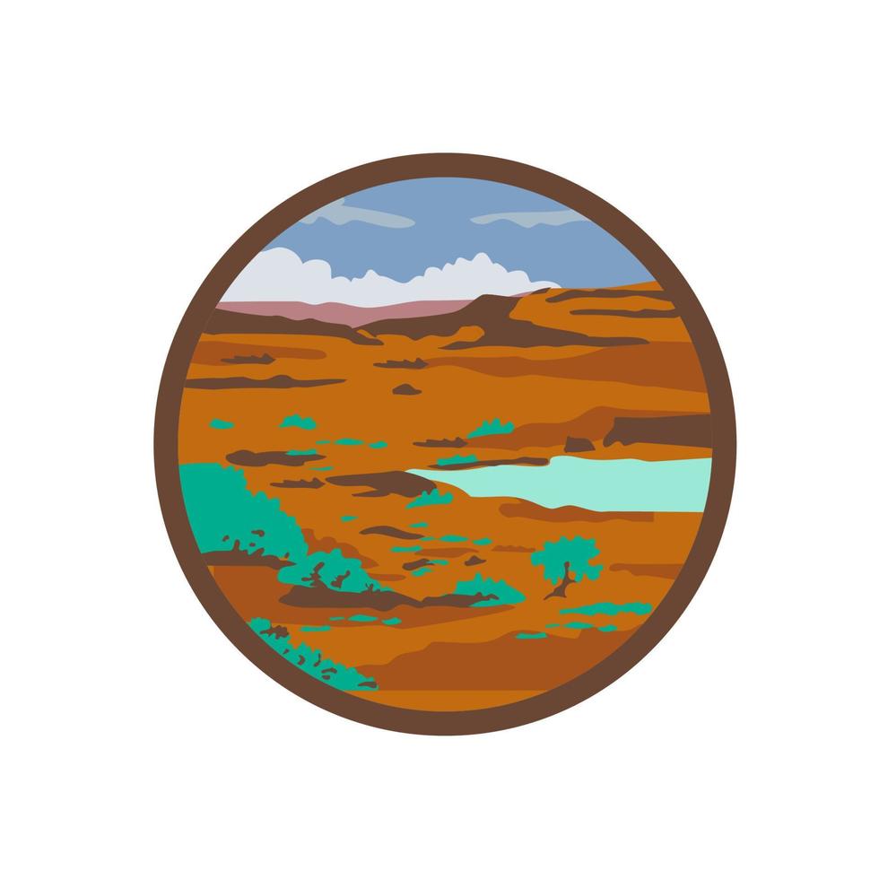 Desert Scene Circle Retro vector