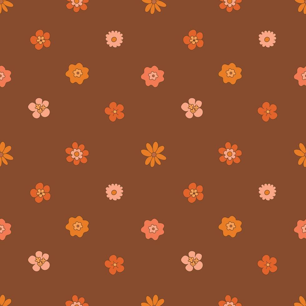 Groovy daisy flowers seamless pattern vector