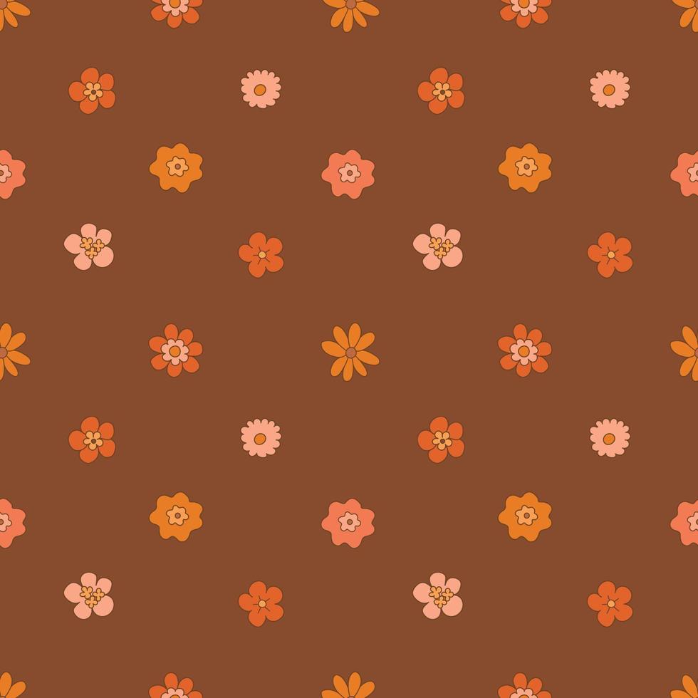 Groovy daisy flowers seamless pattern vector