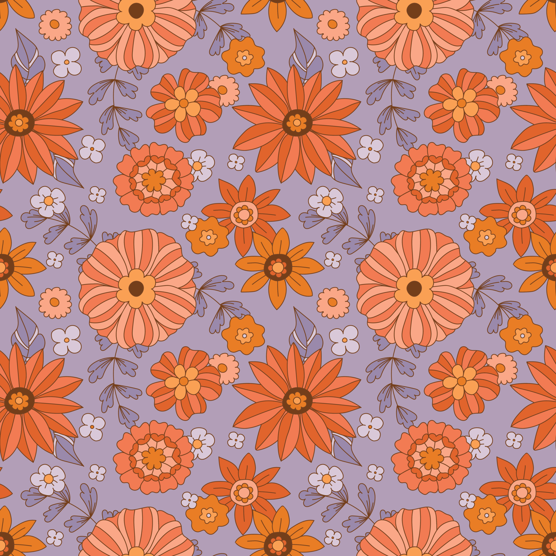 Seamless Pattern With Cute Retro Groovy Flowers On Yellow Vintage Texture  For Kids Textile, Wrapping Cartoon 70s-80s Comic Style Background For  Vector 7511325 Vector Art At Vecteezy :443