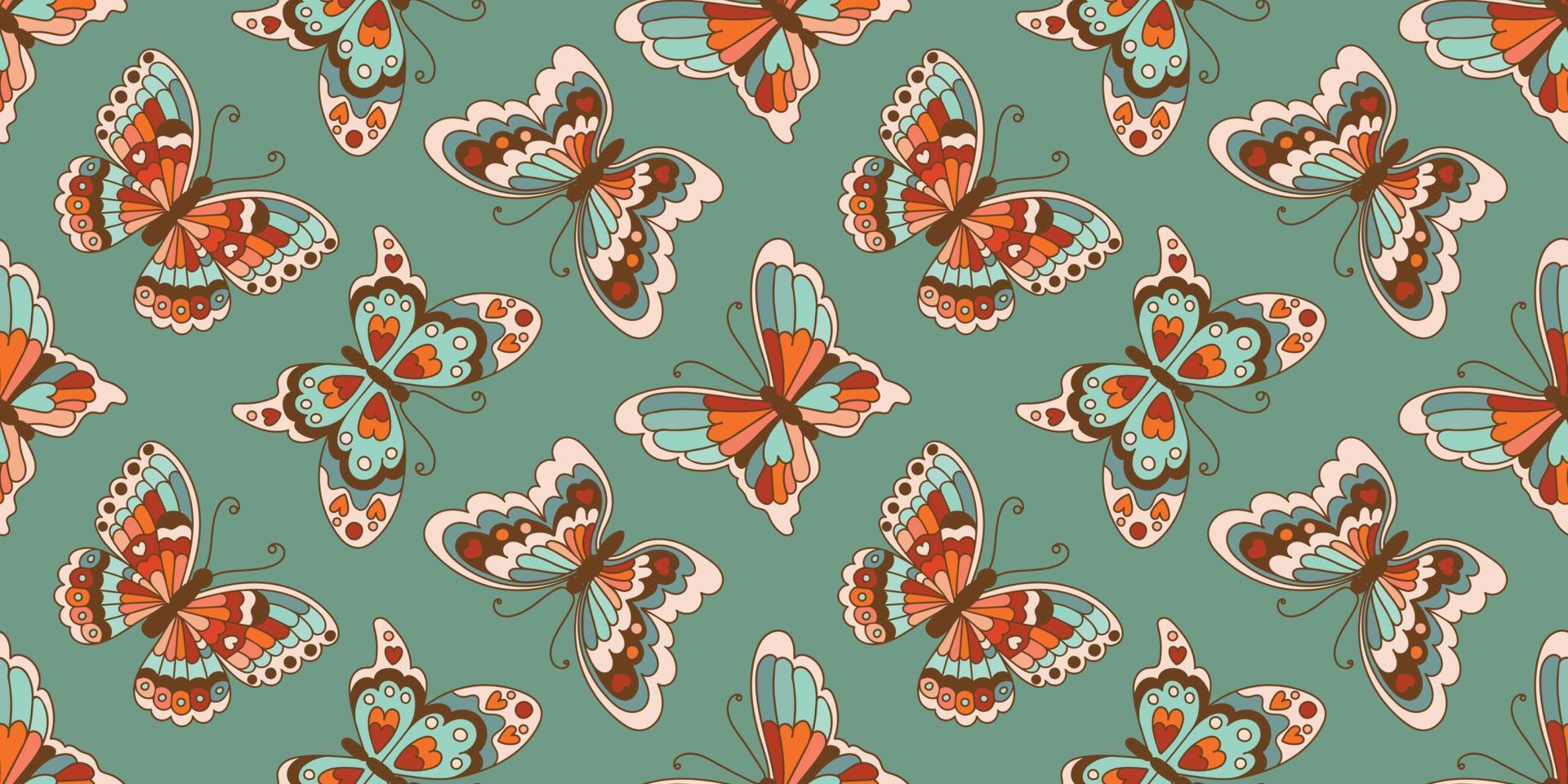 Groovy butterfly seamless pattern. vector