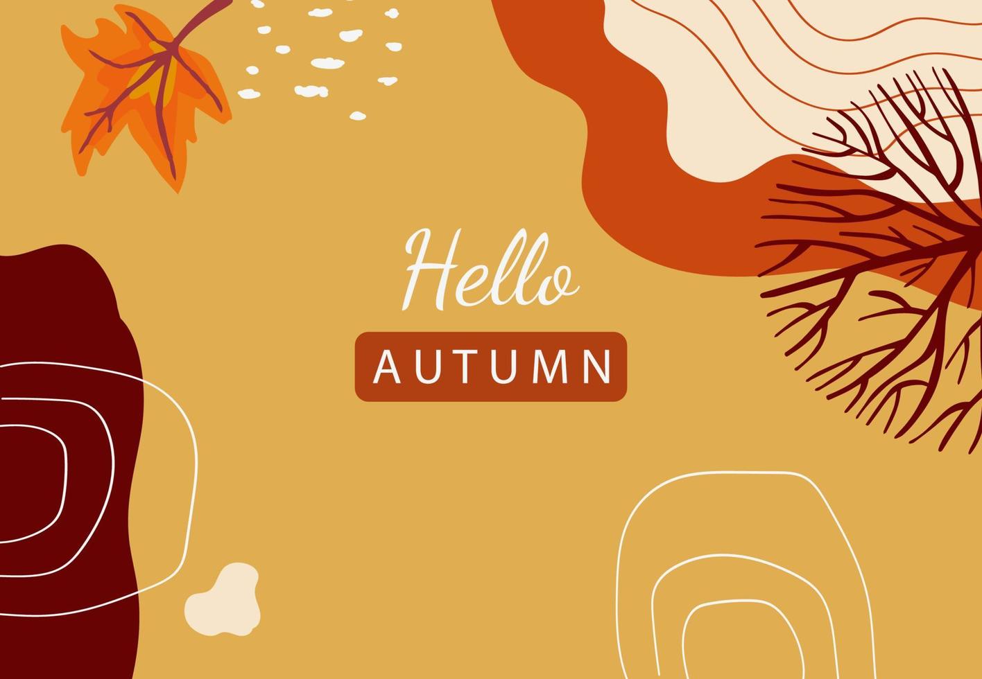 orange autumn background with tree,forest,shape vector