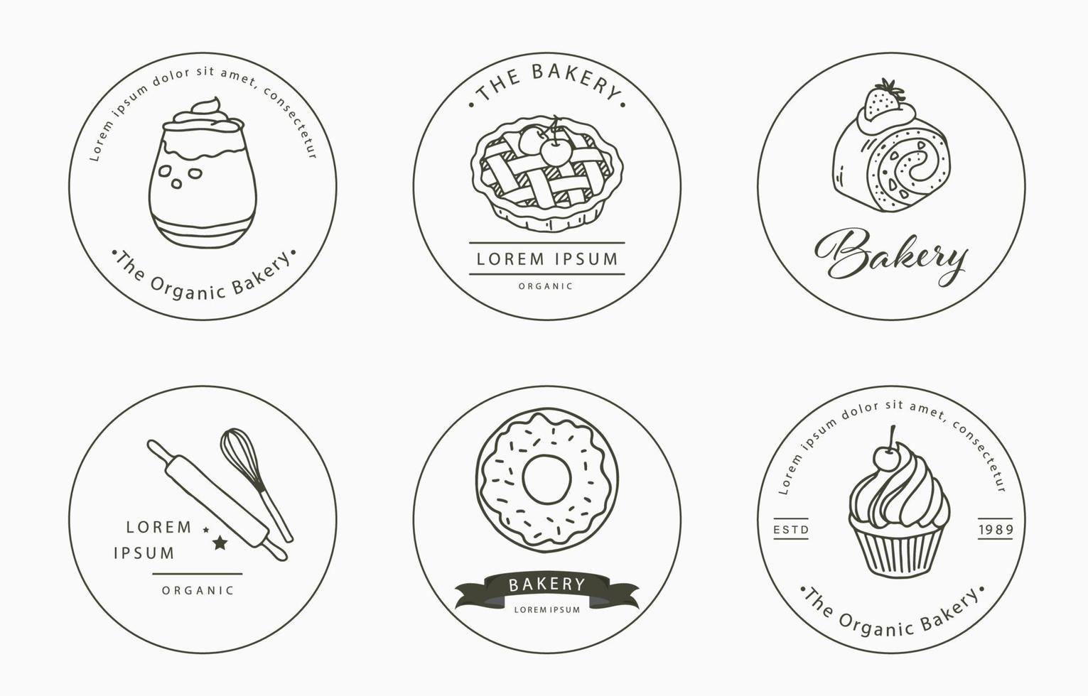 dessert collection with croissant,cake.Vector illustration for icon,sticker,printable and tattoo vector