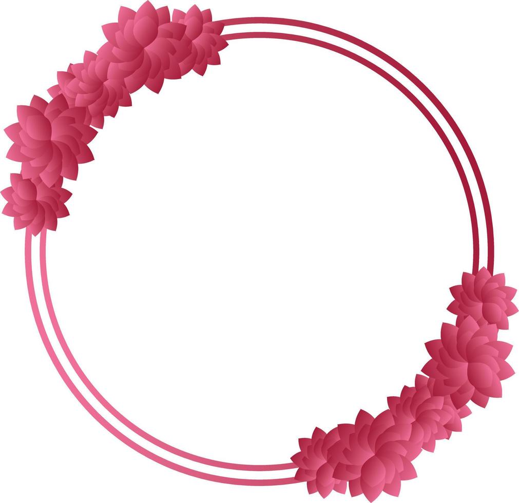 Editable Line Circle Floral Vector Wreath