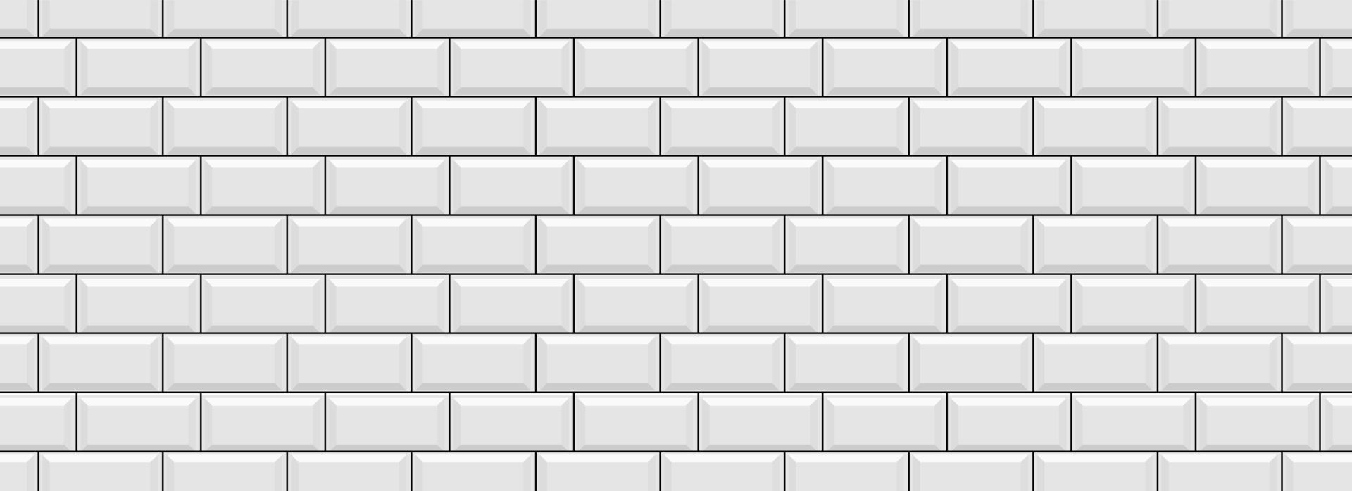 Brick wall outline grid, Ceramic pattern, Seamless metro background vector
