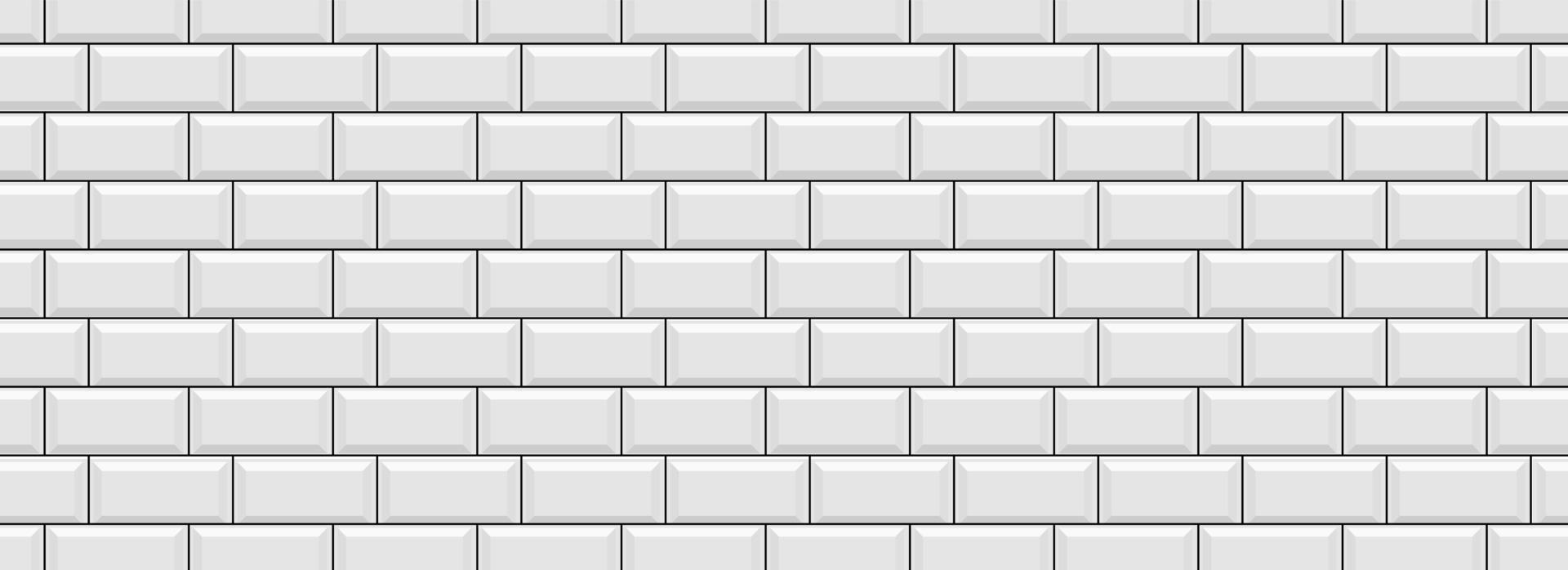 Brick wall outline grid, Ceramic pattern, Seamless metro background vector