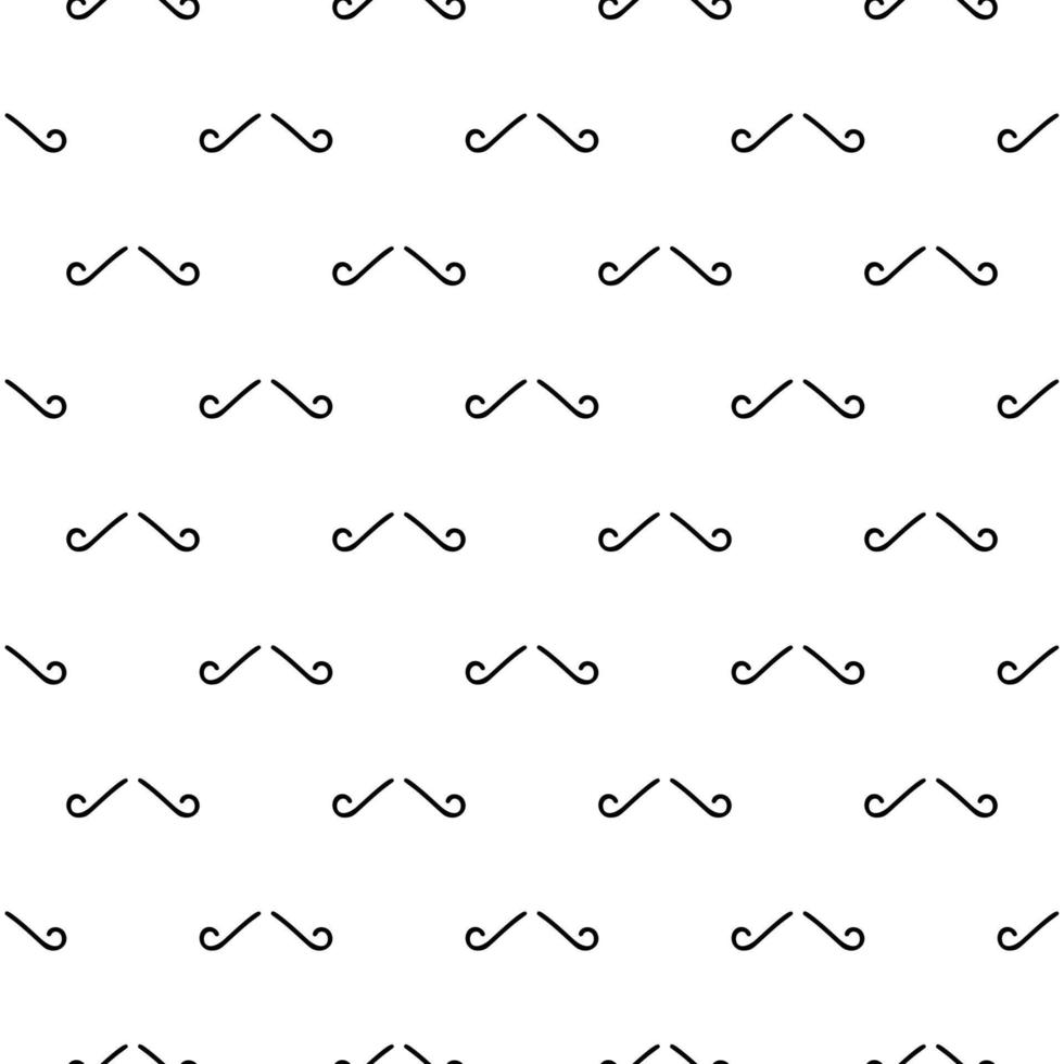 Seamless vector pattern of gentleman mustache, black curly vintage retro gentleman mustaches isolated on white background. Best used for hipster websites, desktop wallpaper, web design